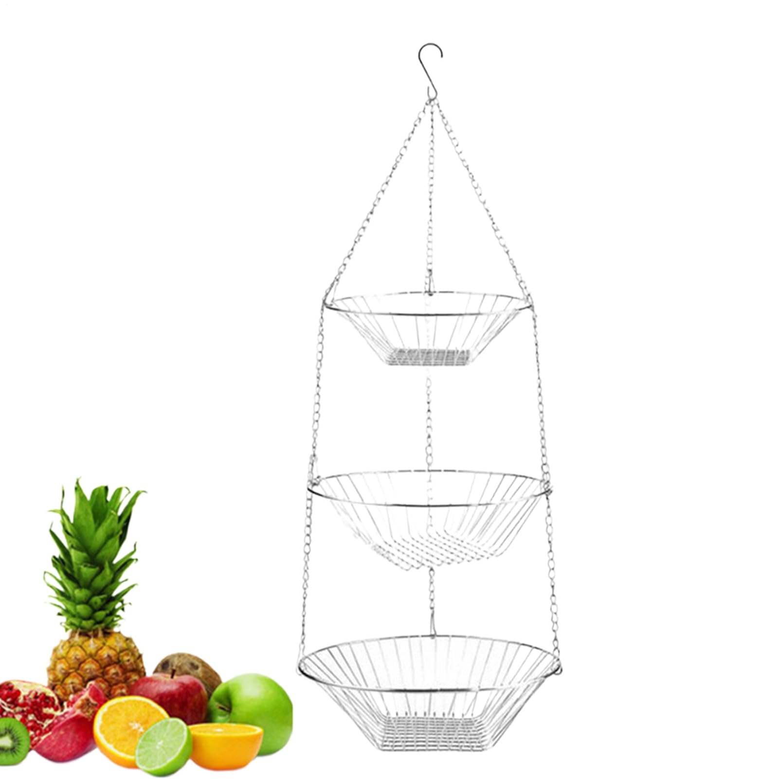 Organizador de almacenamiento de hierro de 3 niveles y 11x11 pulgadas para cocina