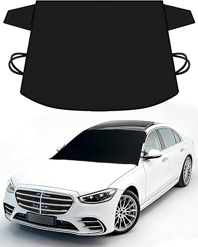 Windshield Cover for Ice & Snow, Heavy-Duty 600D Oxford Fabric, Universal Fit for Cars, SUVs, Trucks, Vans, RVs, Waterproof Frost Wind Resistant Winter Windshield Protector (69"×42")