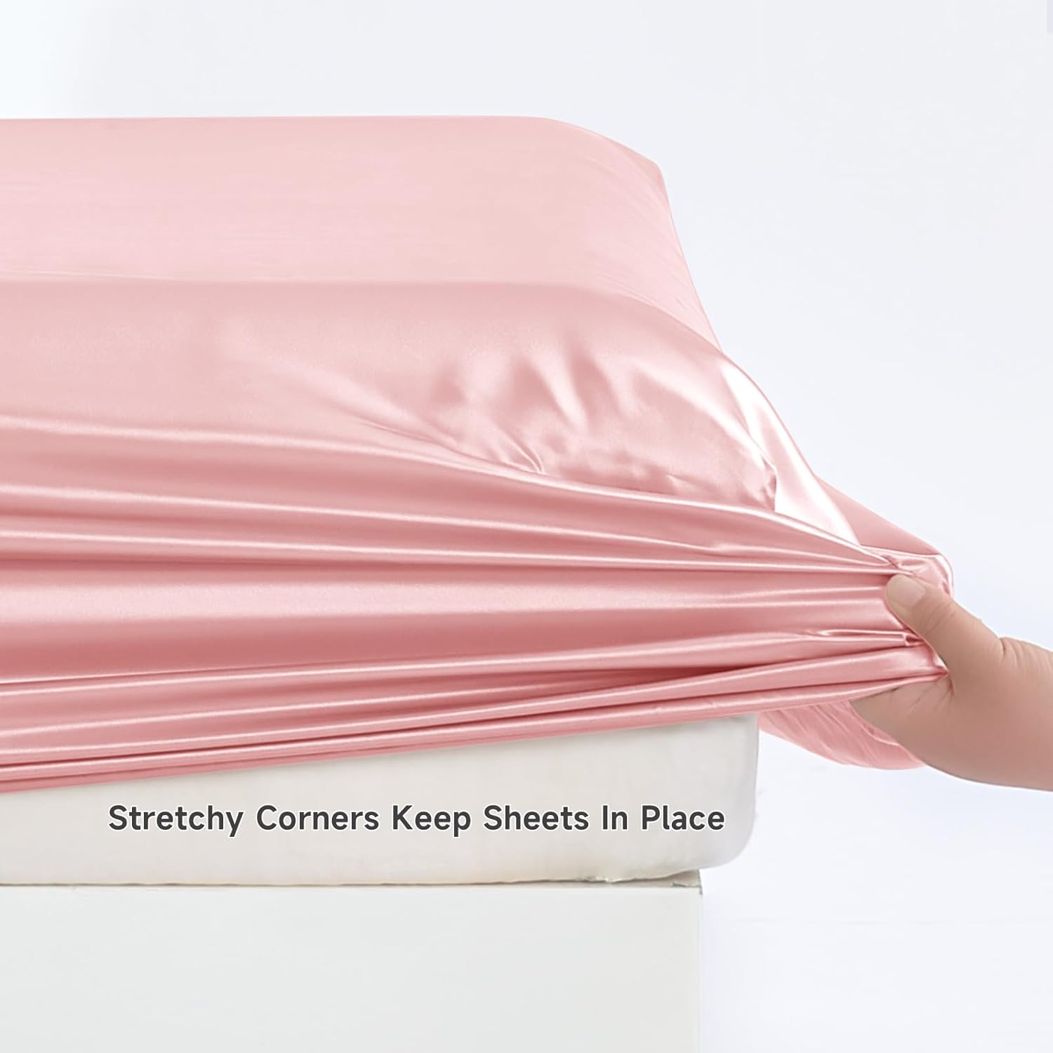 THXSILK Bedding Silk Fitted Sheet Twin Size with Deep Pocket, 6A+ Top Grade 100% Pure Mulberry Silk Bottom Breathable Bed Sheets, 1 Fitted Sheet Only, Charming Pink