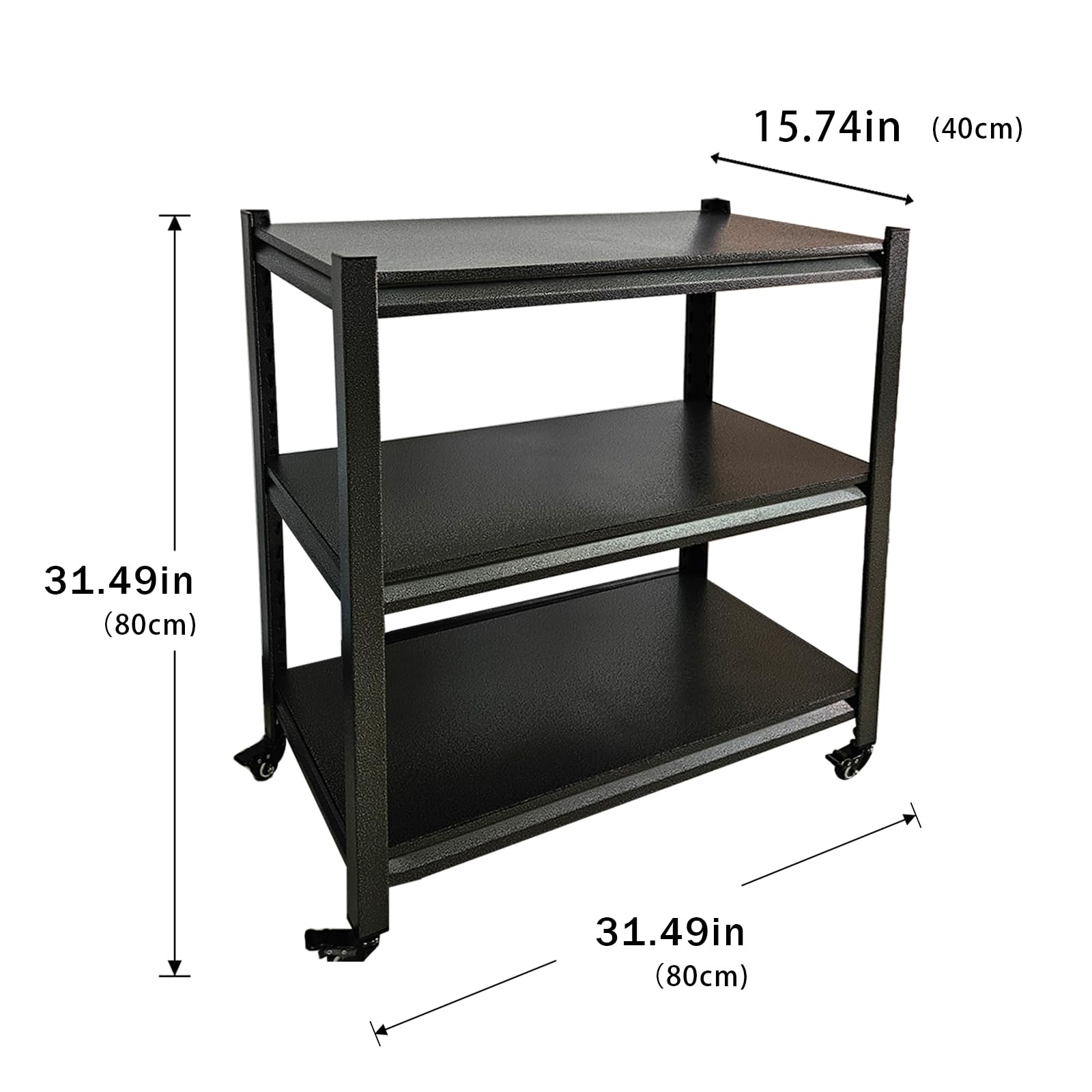 Scaffale in metallo a 5 ripiani con ruote, 1,8 m, resistente, facile da montare, per garage, officine e capannoni (dimensioni: 80 x 40 x 80 cm)