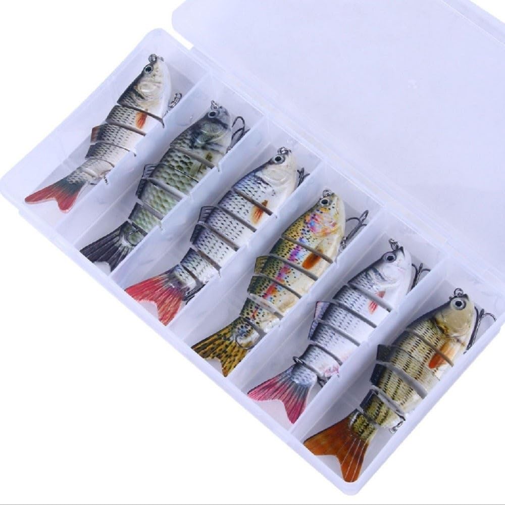1/6 sztuk zestaw przynęt wędkarskich z pudełkiem wiele segmentów łączone twarda przynęta woblery Swimbait Crankbait Swim Bass dla tonącego szczupaka