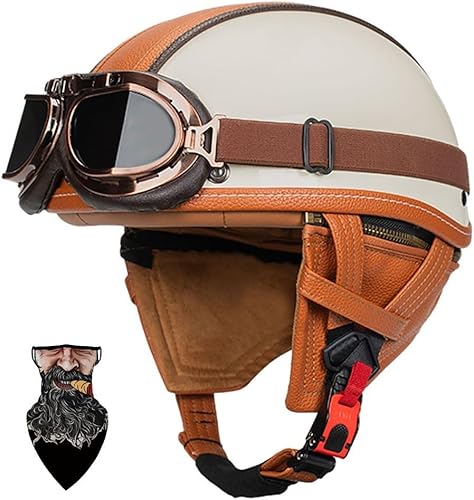 Miniatura 1 de Casco Moto Retro ABS Ligero 22.93 oz DOT Homologado - Medio Casco Jet para Hombre y Mujer con Doble Ventilación, Forro Desmontable y Hebilla Rápida