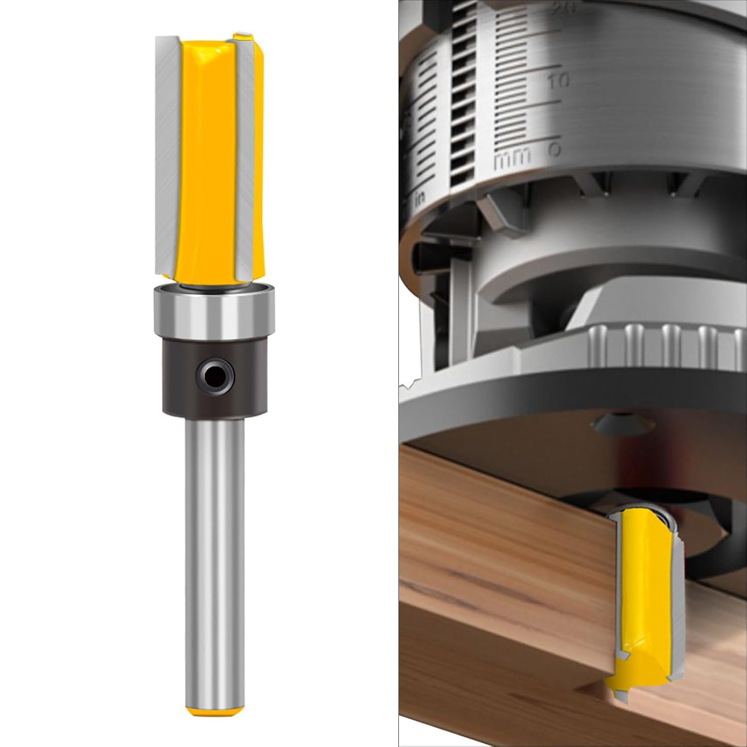 1/4" Shank Flush Trim Router Bit Top Bearing Wood Trimming Tool for Woodworking Metal Fabrication Model Making