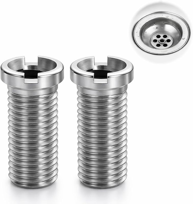 2 Pcs Hueco para Fregadero, M12×30mm Tornillo Hueco para Fregadero Filtro Desague Fregadero Accesorios para Fregadero (Plateado)
