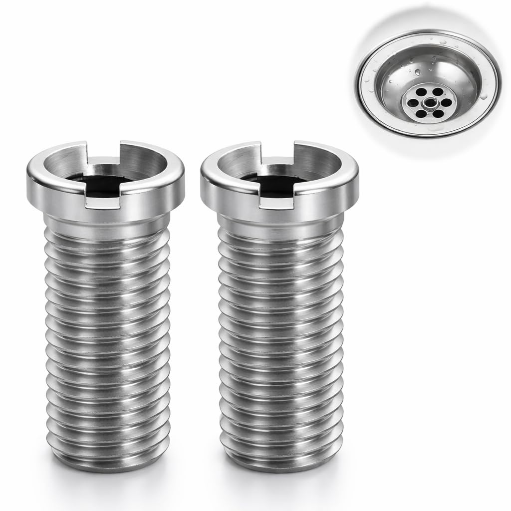 2 Pcs Hueco para Fregadero, M12×30mm Tornillo Hueco para Fregadero Filtro Desague Fregadero Accesorios para Fregadero (Plateado)