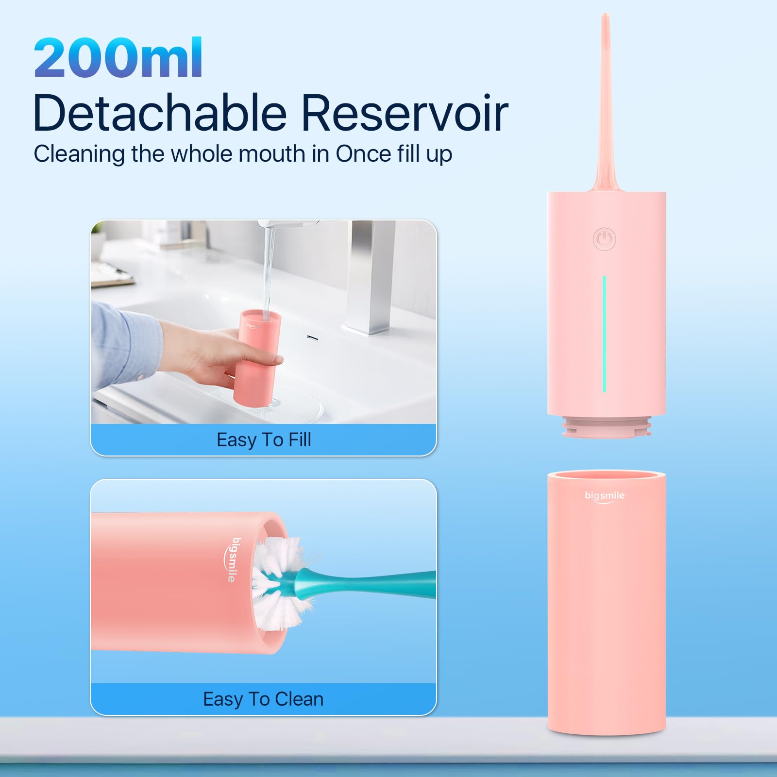Bigsmile Water Flosser for Teeth Electric Oral Irrigator, Cordless Water Flosser, USB Rechargeable, IPX7 Waterproof - Image 4