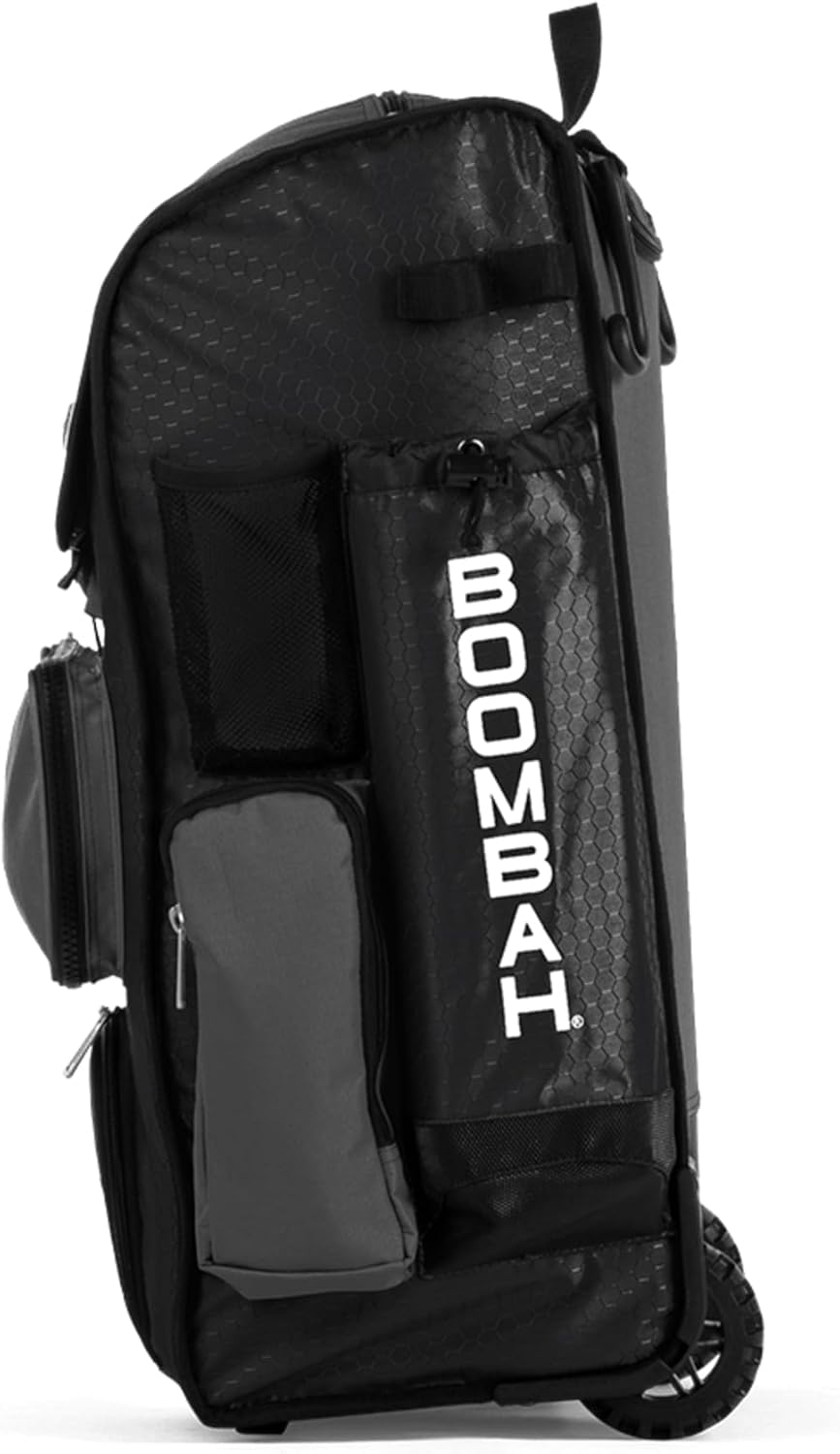 Boombah Rolling Superpack Baseball/Softball Gear Bag - Multiple Colors - Telescopic Handle and Holds 4 Bats - Wheeled Version