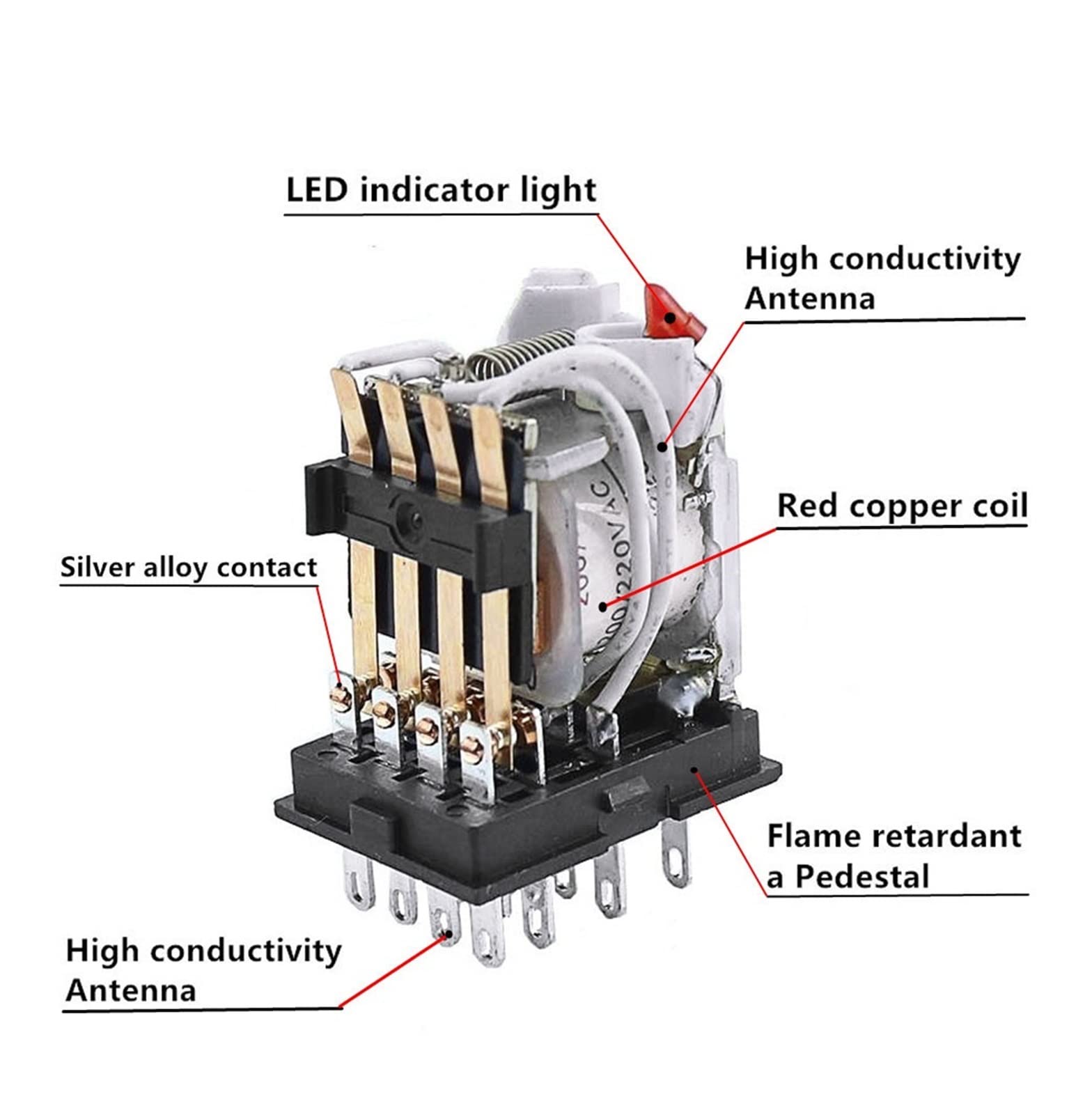 relais 1 0pcs my4n DC12V AC12V DC24V AC24V Spule 5a 4no 4NC LED Indikatorleistung Relais LÄRM Schiene 14 -Pin -Zeitrelais mit Sockelbasis Elektronische Komponenten ( Current Range : DC , Size : 12V )