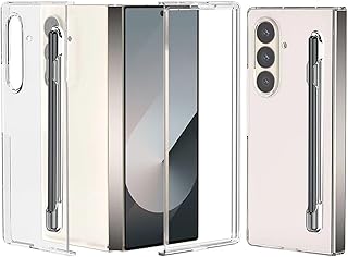 جراب حماية لموبايل سامسونج جالاكسي زد فولد 7-5G (شفاف) بفتحة قلم اس رفيع للغاية من البولي يوريثين المقاوم للحرارة مضاد للصدمات 360° + شاشة حماية من الزجاج المقوى ثلاثي الأبعاد 2025 من يانزد