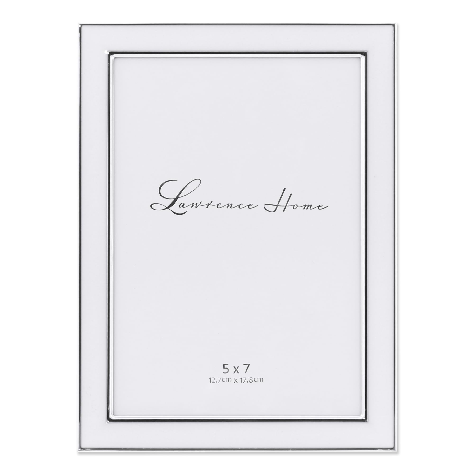 Lawrence Frames Silver Plated Metal with White Enamel Picture Frame, White, 5x7