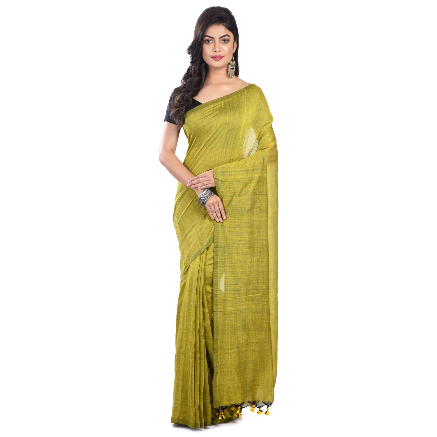 Nilu's Collection 100% Pure Khadi Cotton Single Color Saree With Blouse For Women