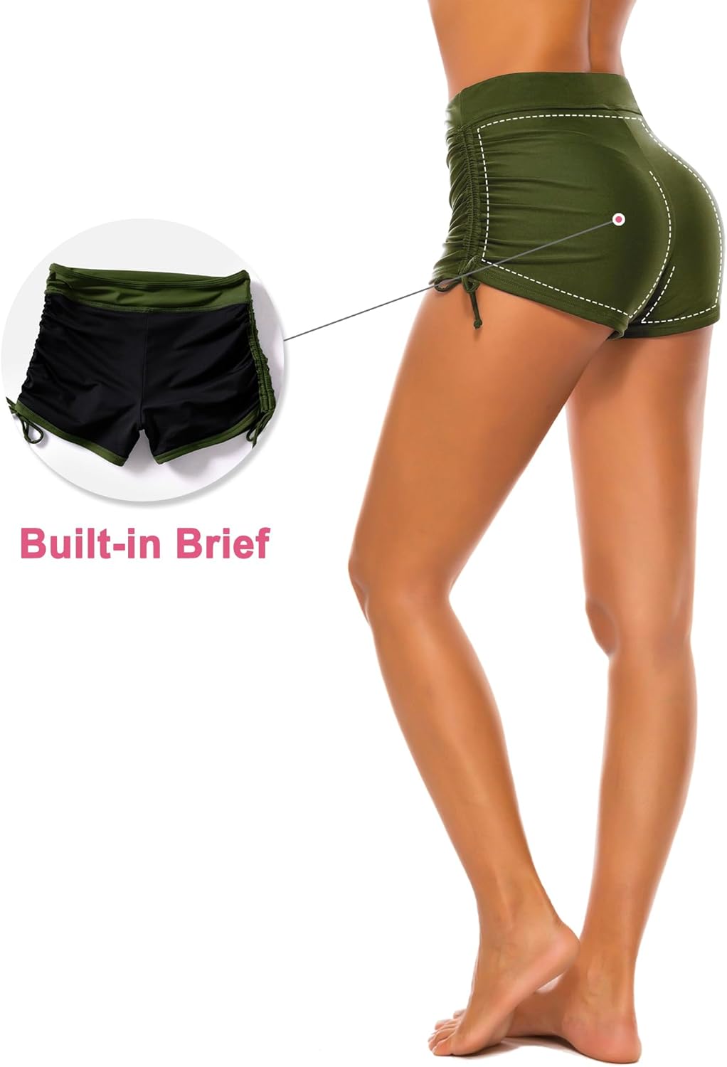 Women's Swim Shorts High Waisted Bathing Suit Bottoms Swimsuit Boy Shorts Swimwear Bikini Board Shorts - Image 4