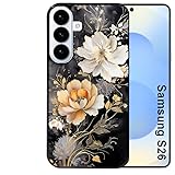 Compatible pour Galaxy S26 Taperso Coque Noire pour Galaxy S26 Motif Fleur Blanche