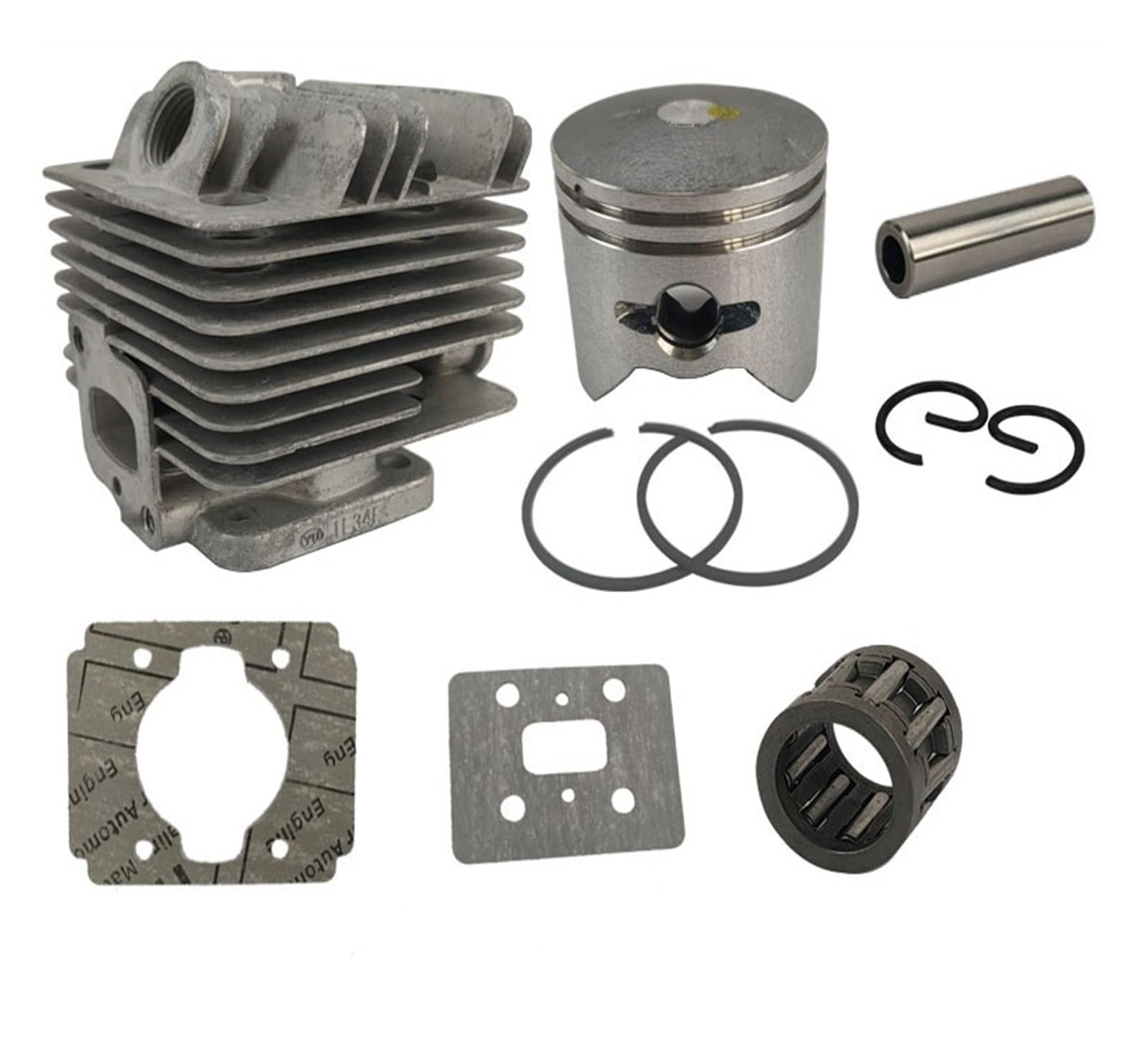 Compatible con accesorios for cortacésped de dos tiempos. 1 juego de anillos de pistón de cilindro IE34F completamente nuevos con junta de papel de rodillo de aguja.