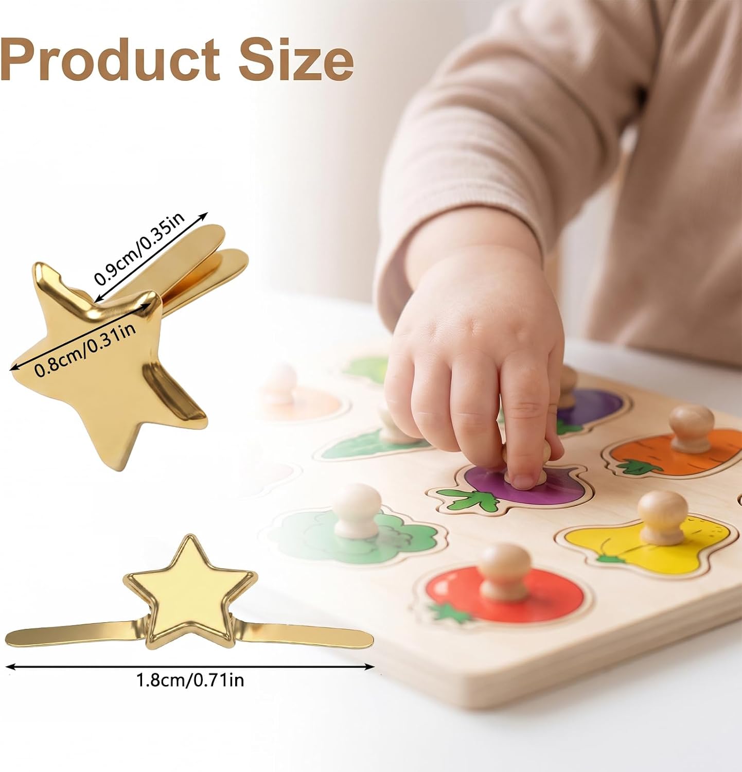 Ymapinc 100Pcs Mini Gold Star Brads for Paper Crafts