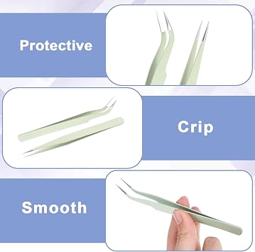 Sticker Tweezers, 2 Pcs Stainless Steel Crafting Tweezers