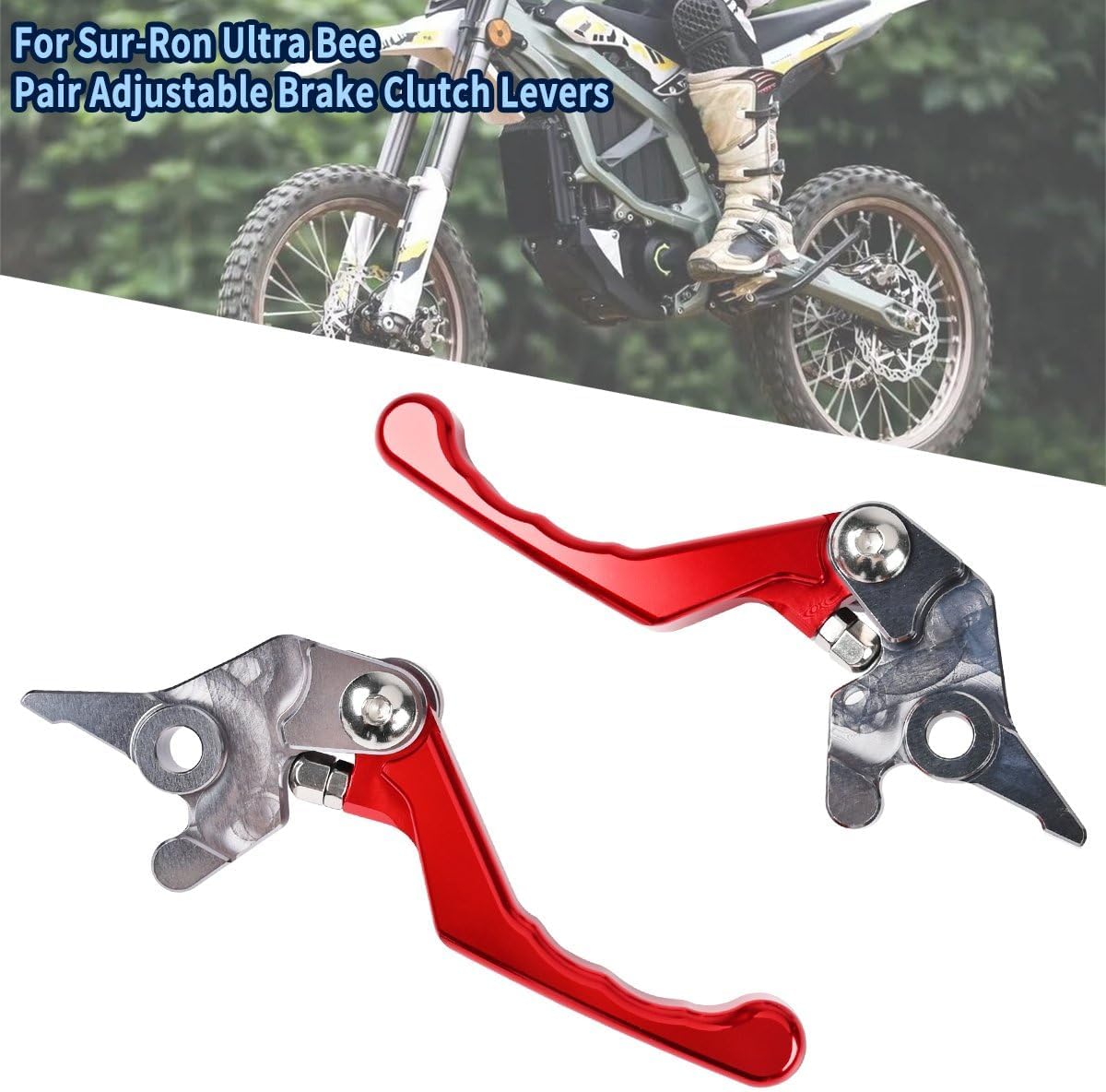 2Pcs Clutch Lever for Sur-Ron Ultra Bee 2022-2024, Dirt Bike Billet Aluminum Folding Left & Right Adjustable Pivot Brake Lever Hand Lever Parts (Red)