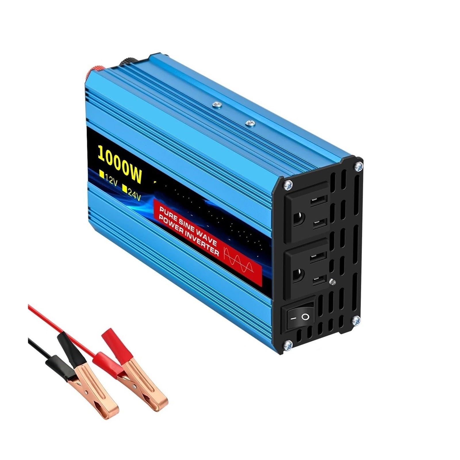 Inversor Onda Pura Convertidor Inversor De Corriente Onda Sinusoidal Pura De 12 V/24 V A 110 V CA 16000 W 4000 W 60 Hz Solar Con LED Y Enchufe Estadounidense Accesorios Para Coche(12V 110V 1000W 60HZ)