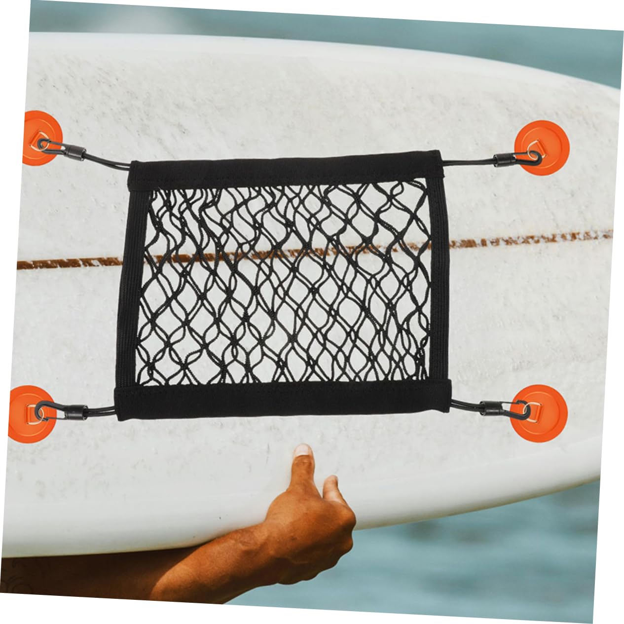 BESPORTBLE 2pcs Nylon Mesh Surfboard Storage Bag Elastic Expandable Kayak Deck Carrying Pouch Capacity Portable Design for Paddleboard Sundries Organization