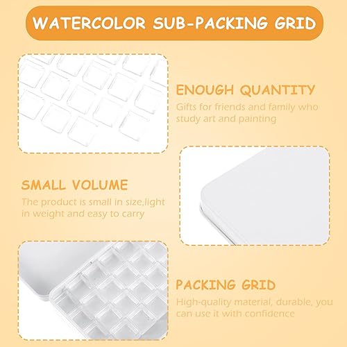 Miniatura 2 de EXCEART Paleta vacía de acuarela para acuarela, caja de lata de metal, caja de pintura con tapa, bandejas vacías para acuarela, 45 ranuras para