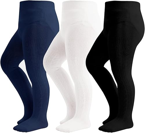 Mallas de punto trenzado para bebé, paquete de 23, medias de algodón sin costuras para bebés y niños pequeños