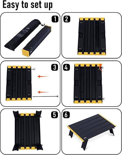 Miniatura 6 de iClimb Mini picnic de playa ultraligero compacto plegable Alu. Mesa con bolsa de transporte, dos tamaños (negro - L)