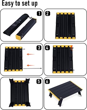 iClimb Ultralight Compact Mini Beach Picnic Folding Alu. Table with Carry Bag, Two Size (Black - S)