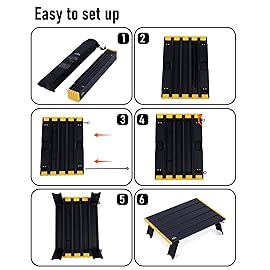 iClimb Ultralight Compact Mini Beach Picnic Folding Alu. Table with Carry Bag, Two Size (Black - L)