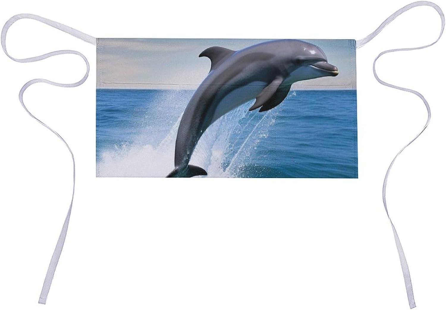 Short Half Waist Apron, Jumping Up Dolphins Printed Server Aprons Oil And Water Resistant Half Waist Apron with for Women Men