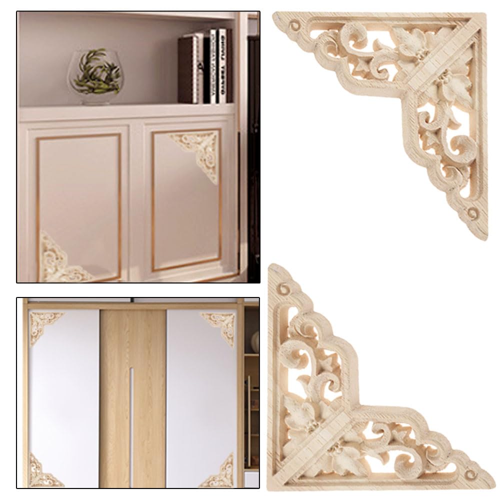 Applique In Legno Intagliato Stile Europeo Vintage | 4 Pezzi | Non Dipinto | Per Decorazione Mobili E Pareti - Foto 9