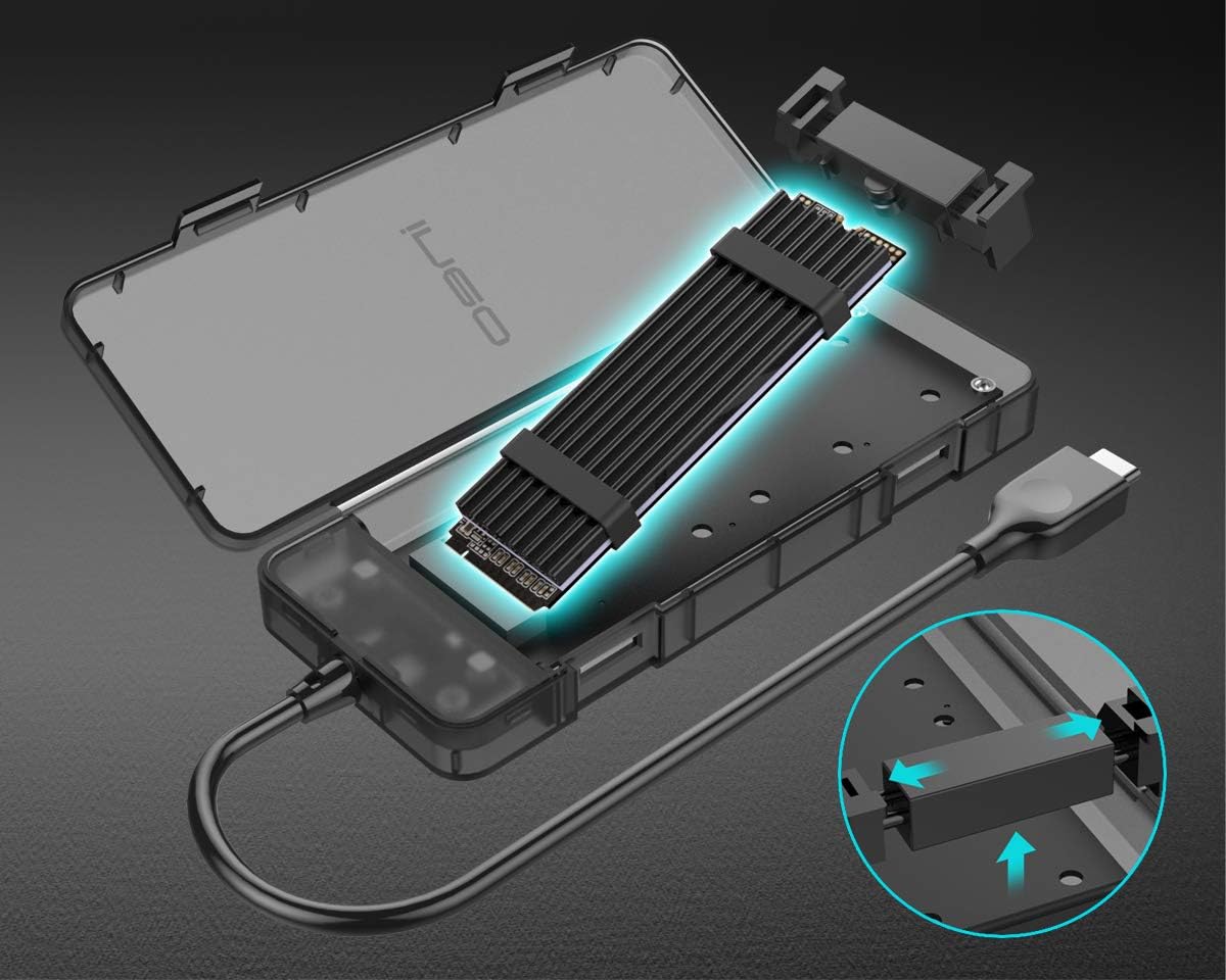 ineo Lightweight Plastic Tool-Free M.2 NVMe SSD Enclosure - 10Gbps Type C [C2575 M2 NVMe]