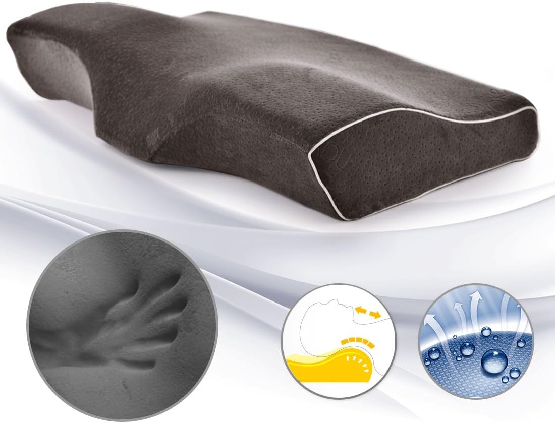 Noyoke Ergonomic Memory Foam Pillow, Nut Design Bamboo Charcoal Cores – Magnetic Therapy Pillow – Coffee (60WX33LX11 (7H)