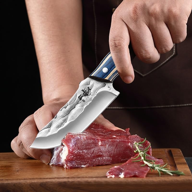 Meat Cleaver,Cleaver Knife Meat Cleaver Knife Hand Forged 5Cr15Mov Stainless Steel Camping Fishing Hunting Knife Fruit Butcher Boning Kitchen Chef Knife, LAMAJIGA5844