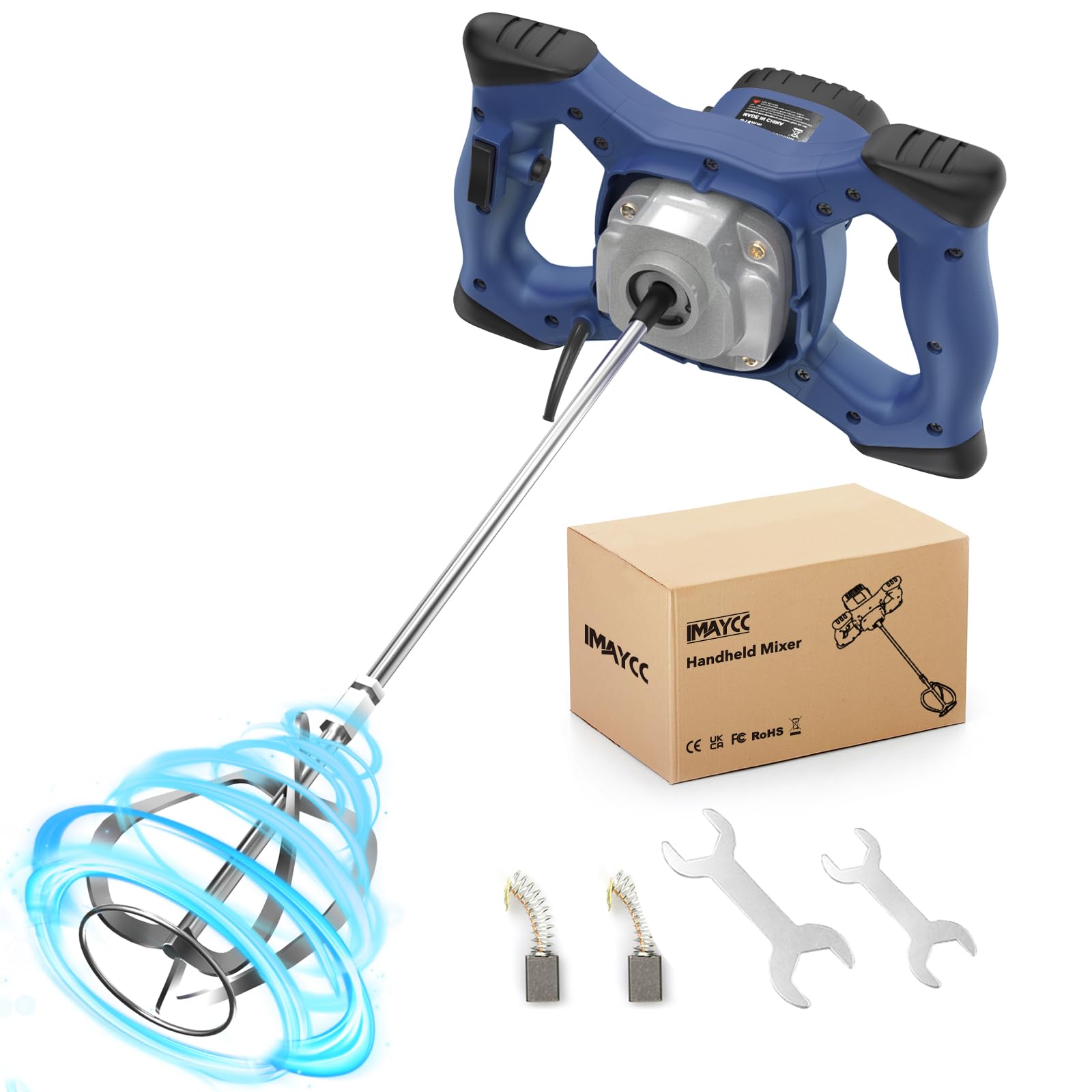 IMAYCC 2100W Mezclador de Taladro de Hormigón Eléctrico, Mezclador de Mortero Portátil, Agitador M14 Ajustable, para Mezclar Pintura, Lechada de Cemento, Hormigón, Mortero, Forraje, etc.