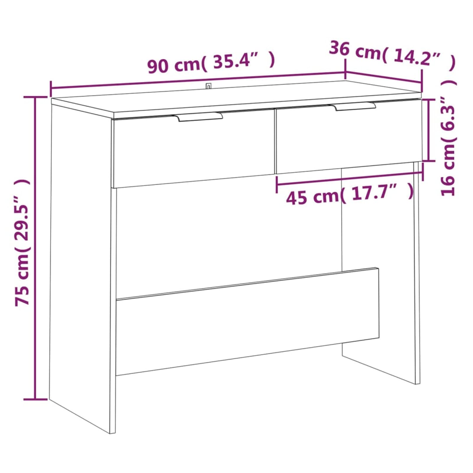 Homgoday Mesa Consola Madera contrachapada Gris Sonoma 90x36x75 cm Mesas auxiliares de salón,Mesa Consola Recibidor Mueble de Entrada Estrecha Clásica