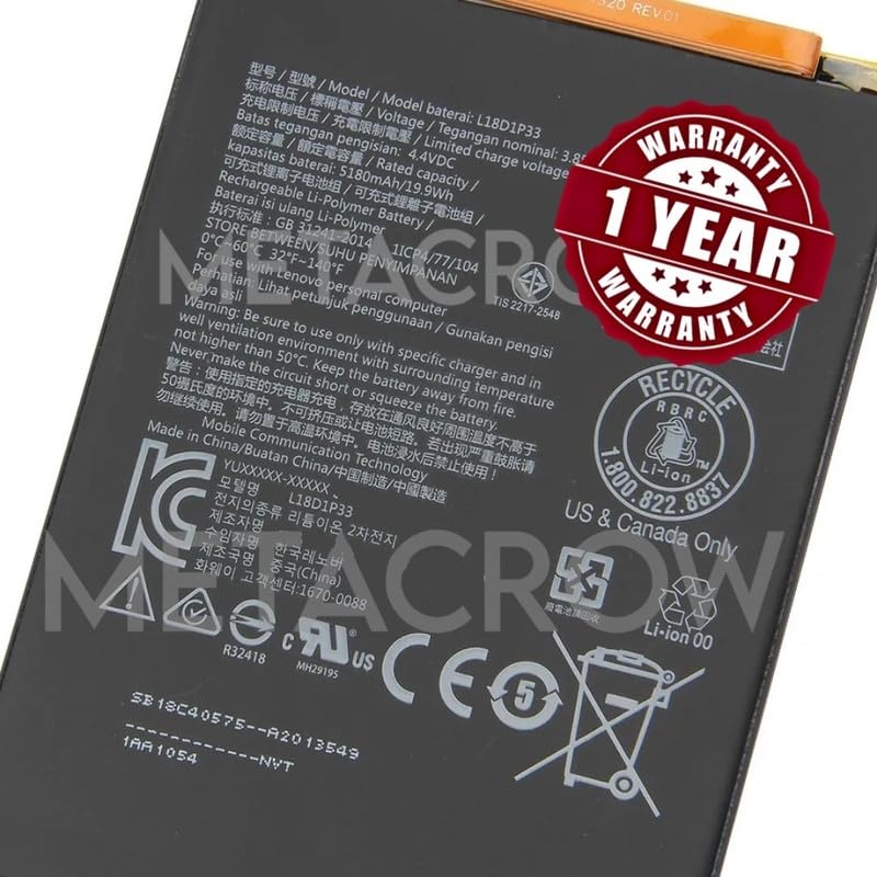 Image of Original L18D1P33 Battery Compatible for Lenovo Tab V7 Battery - (5180mAh) - 1 Year Warranty AX5