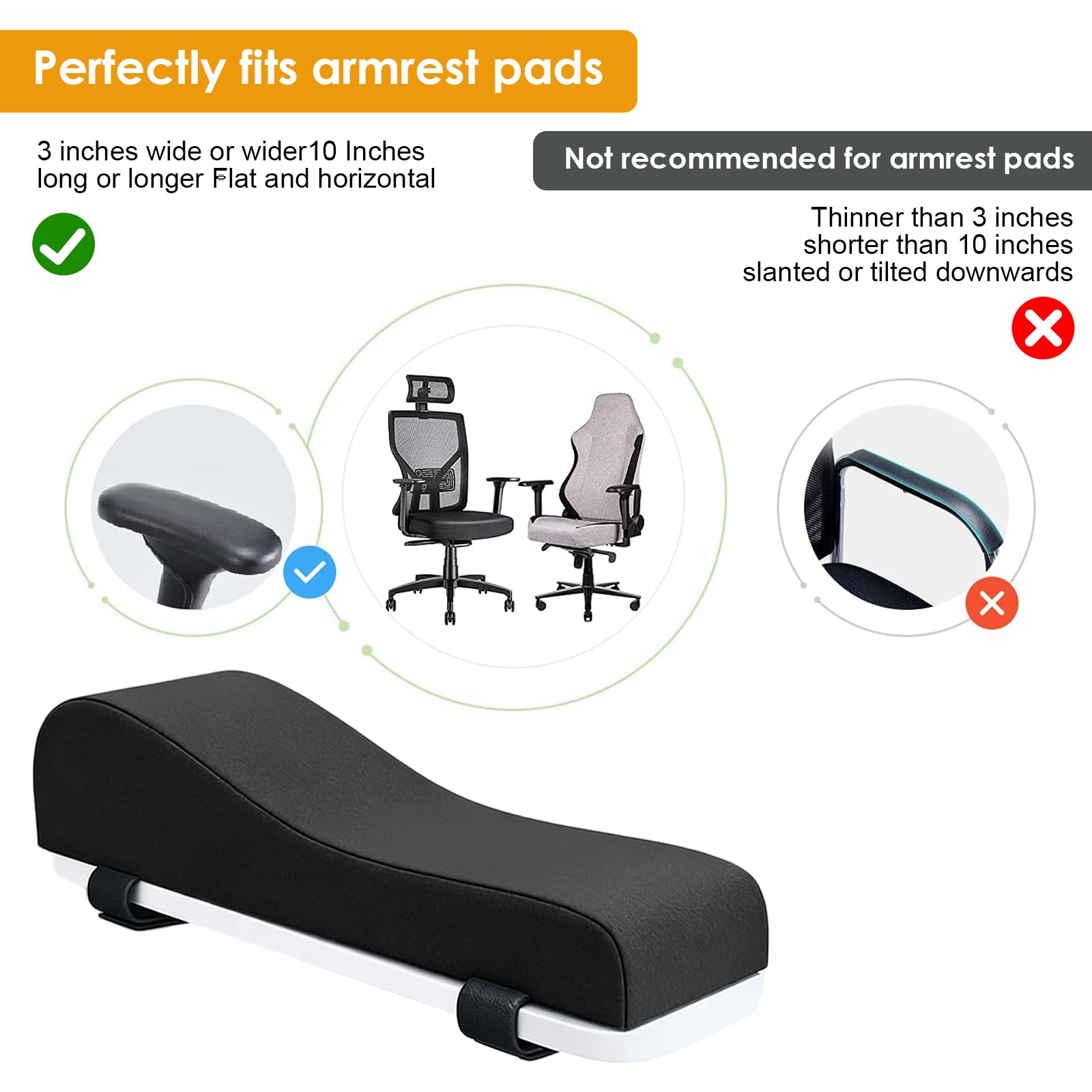 Cuscino Cuscino del Bracciolo Ergonomico Sedia Ufficio, Set di 2 Protezioni per Braccioli con Memory Foam, per Sollievo dalla Pressione su Gomiti e Avambracci, Adatto Anche a Sedie Gaming