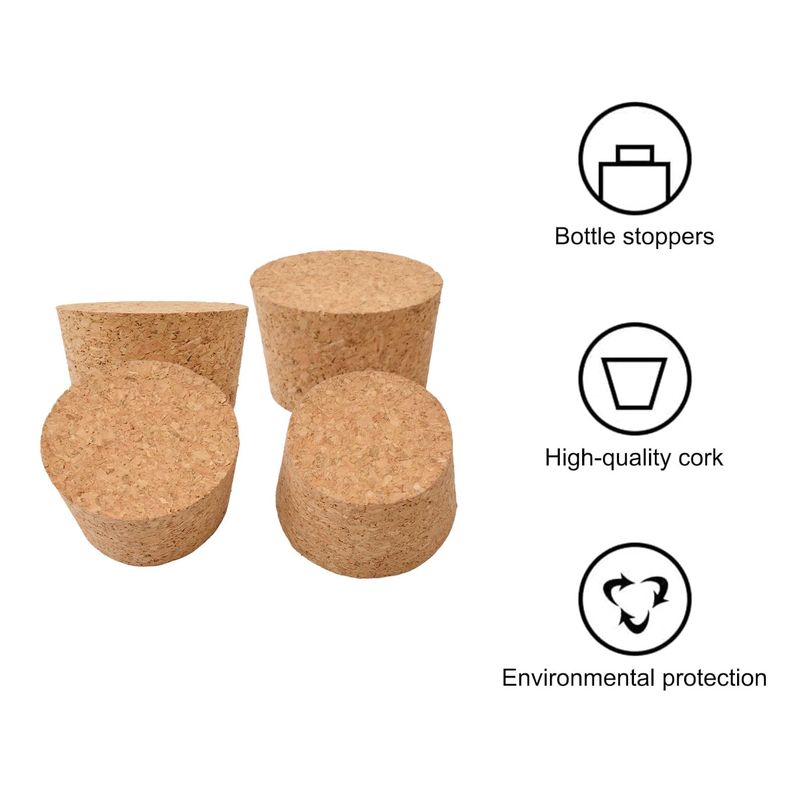 INCREWAY Bouchons en liège coniques amincis, 5PCS Bouchons de vin en liège en bois coniques de remplacement pour bouteilles en verre, 55 * 45 * 35mm - 4