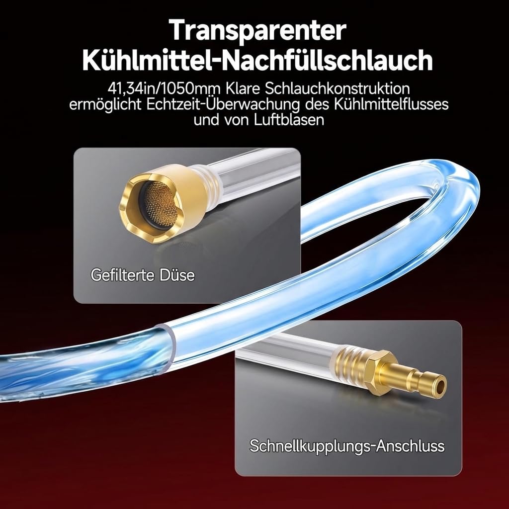 BILITOOLS 10-TLG. Kühlmittel Vakuum Befüll- und Entlüftungsgerät Set, Universelles Kühlsystem Befüllgerät mit Adaptern, Schnelle Entlüftung für die meisten Fahrzeuge
