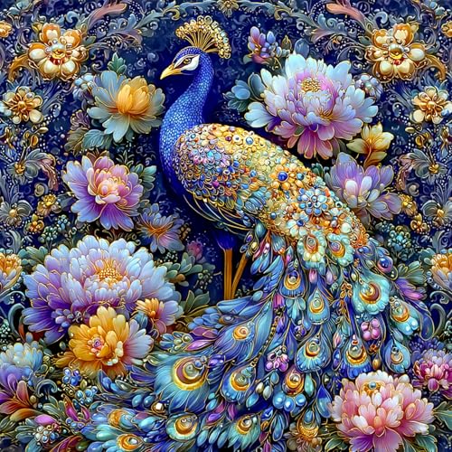 AIRDEA Pavone Colorato Diamond Painting, Floreale Diamond Painting Kit Completo,