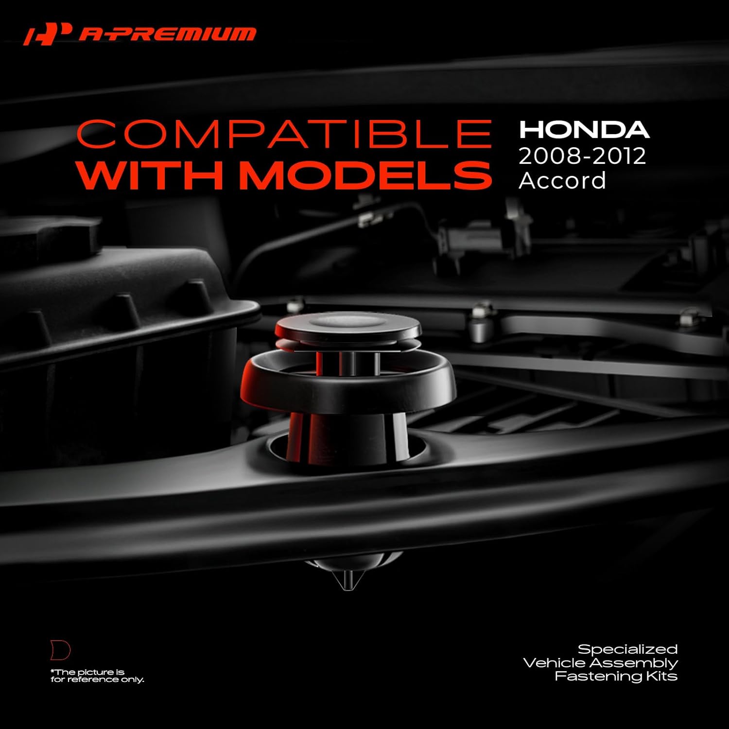 A-Premium 120 PCS Bumper Retainer Clips Plastic Rivets Push Retainer Kit 12 Sizes 35.2oz Door Trim Panel Fender Clips Compatible with Honda Accord 2008-2012, w/Removal Tool