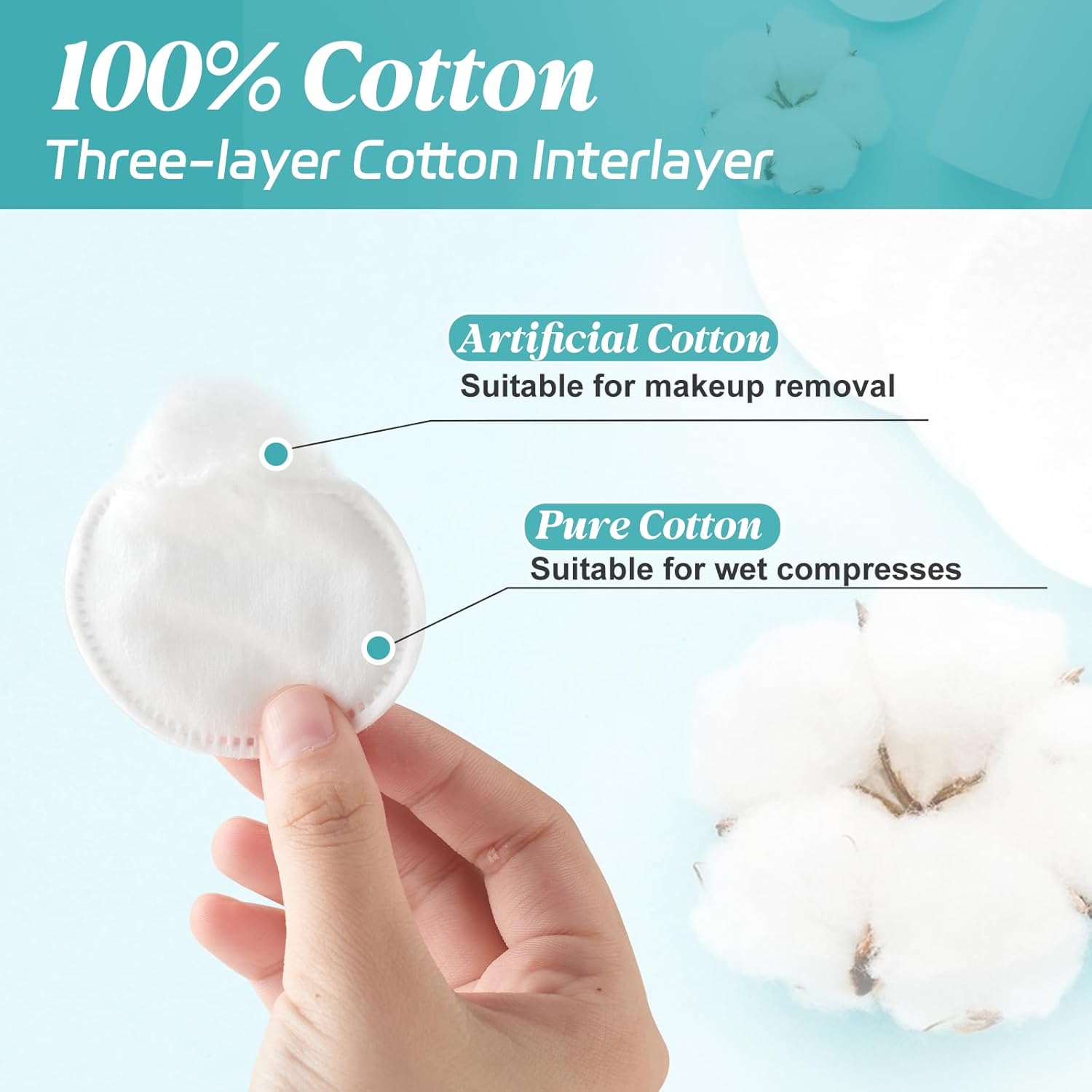 Premium Cotton Rounds, 100 Count (Pack of 30) Cotton Pads for Face, 100% Cotton Makeup Remover Pads, Soft & Non-Irritating for Most Skin Types