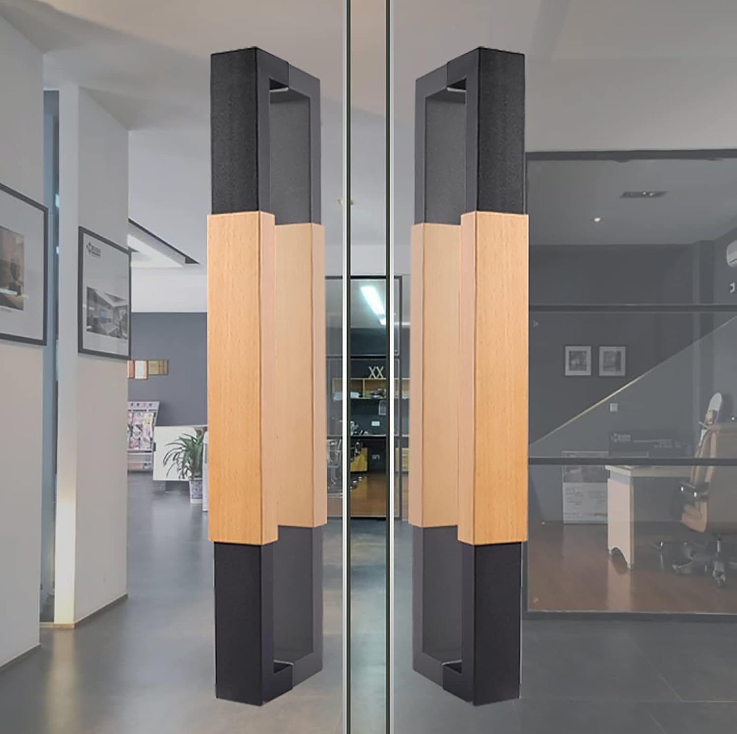 Door Handle Solid Door Handle Set with Install Fitting,Stainless Steel Wood Long Rectangular Sliding Door Handle (Style2 80cm/31.5) (Style1 80cm/31.5)