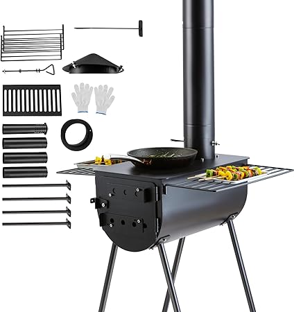 VEVOR 118" Camping Wood Stove, Portable Alloy Steel Tent Stove