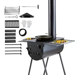 VEVOR 118 Camping Wood Stove Portable Alloy Steel Tent Stove with 3000in Firebox Outdoor Heating Cooking Stove with