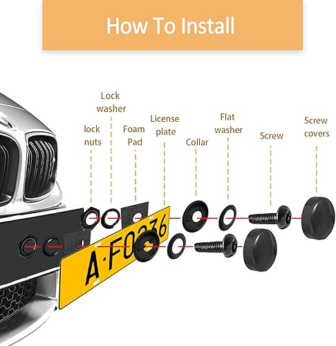 Miniatura 4 de Kit de tornillos antirrobo para matrícula, acero inoxidable resistente a manipulaciones con bloqueo delantero y trasero para automóvil, tornillos de