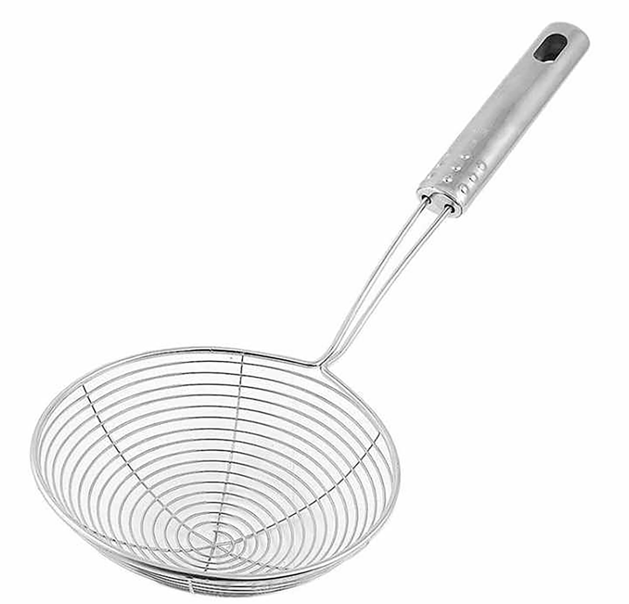 Promosyonca Metal Kevgir, 14-16 cm Çap, Uzun Saplı, Mutfak Süzgeci, Gümüş (16 cm)