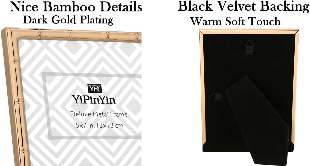 5x7'' Gold Rope Design Metal Picture Frames with Hi Quality Velvet Backing and Real Glass Front,Gold Photo Frame 7x5'' for Desktop Display Or Wall Hanging - Image 6