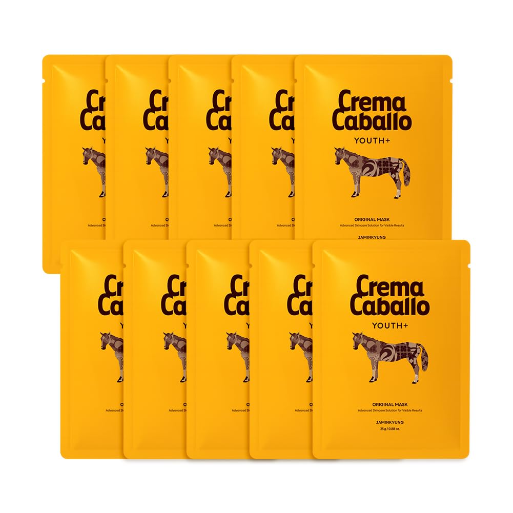 Face Mask with Jeju Horse Oil, Hydrogel Mask for Deep Nourishment & Glow, Intensive Elasticity Care for Dry, Dull Skin, Korean Skincare 0.88 oz X 10ea (10 Sheet)