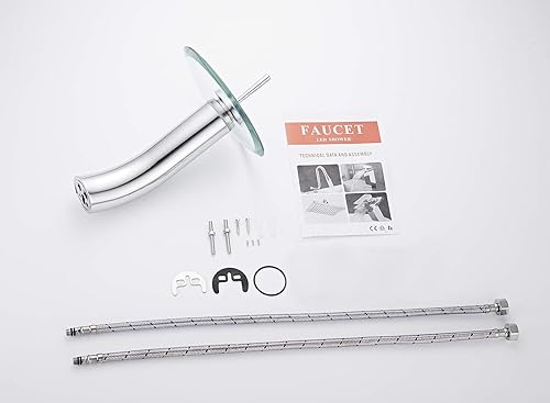 Miniatura 7 de Grifo de recipiente de baño, caño de vidrio en cascada, latón macizo, lavabo, lavabo, grifo de tocador cromado de una sola manija, un agujero,